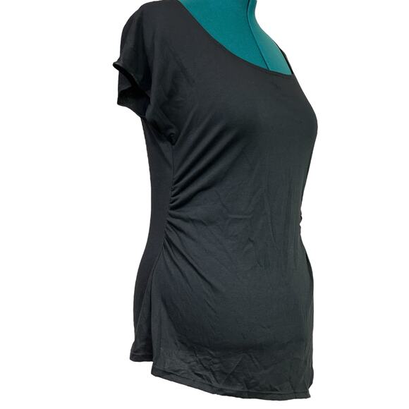 Luv Me More Asymmetrical Scoop Neck Tee Shirt Top Embellished Plus Size 1X Black - Picture 5 of 12